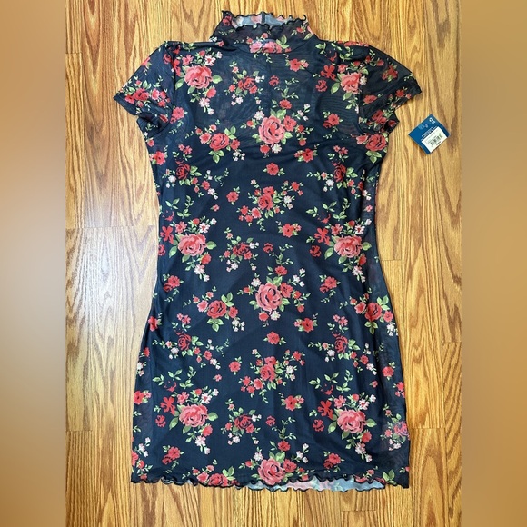 Arizona Jean Co Floral Mesh Mini Dress Size Large Gothic Y2K Grunge Vibes - Picture 12 of 16
